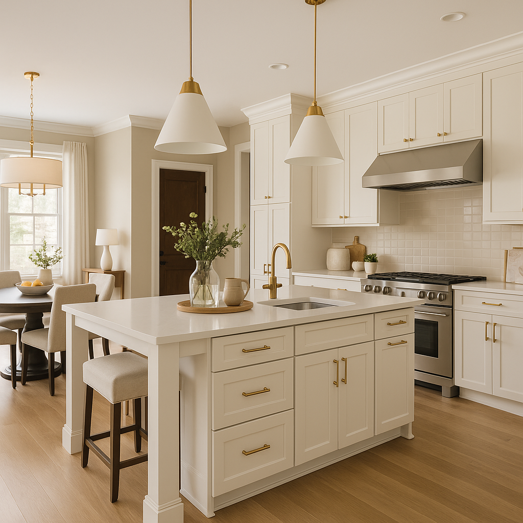 photographic Elegant modern custom home interior with timeless finishes warm neutral colors natural light hardwood floors classic cabinetry brushed go-1 photographic Elegant modern custom home interior with timeless finishes warm neutral colors natural light hardwood floors classic cabinetry brushed go-1