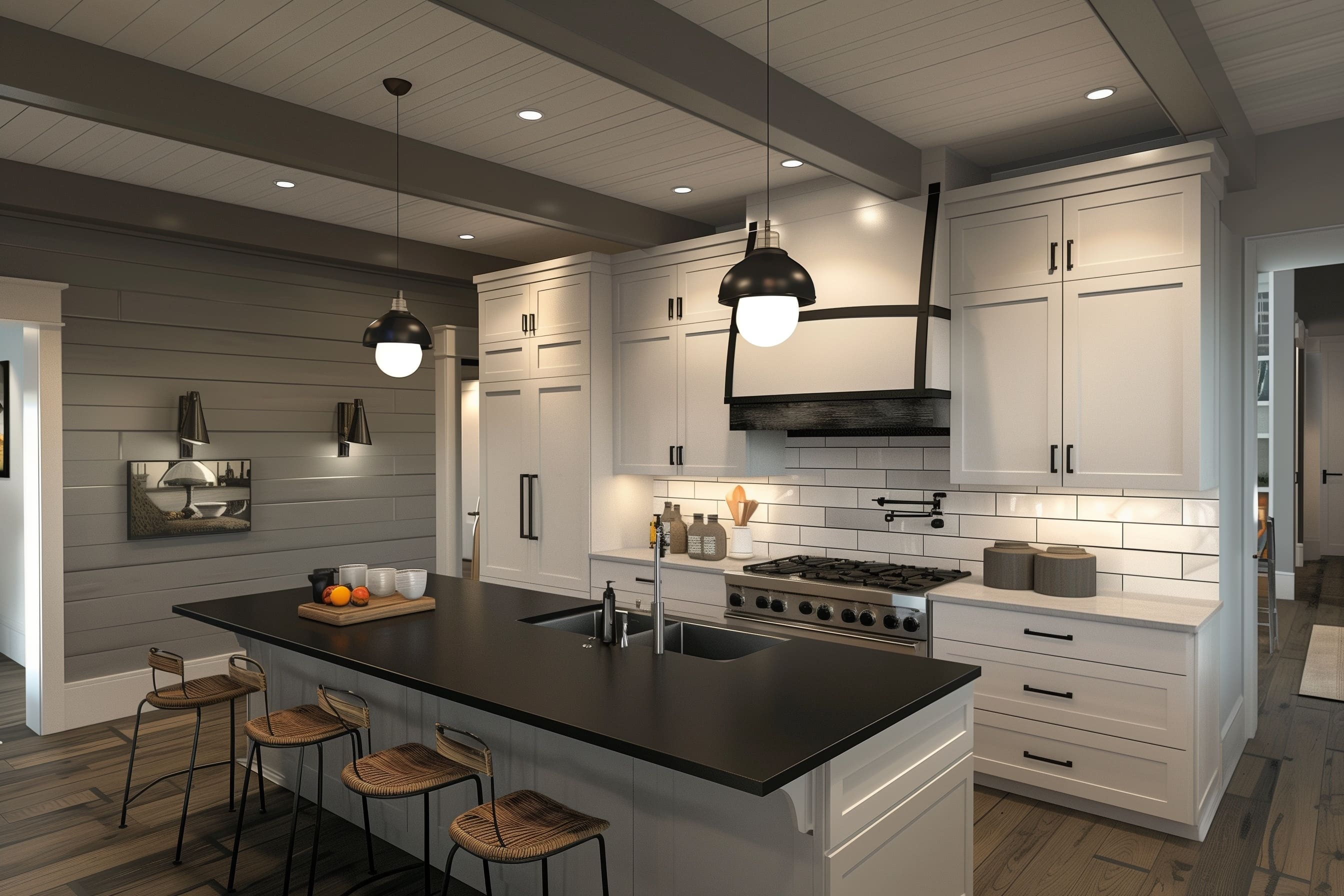 Single wall kitchen with island - Wolfe Construction - West Tennessee - Home Builder &amp; Remodeler - kitchen layout designs