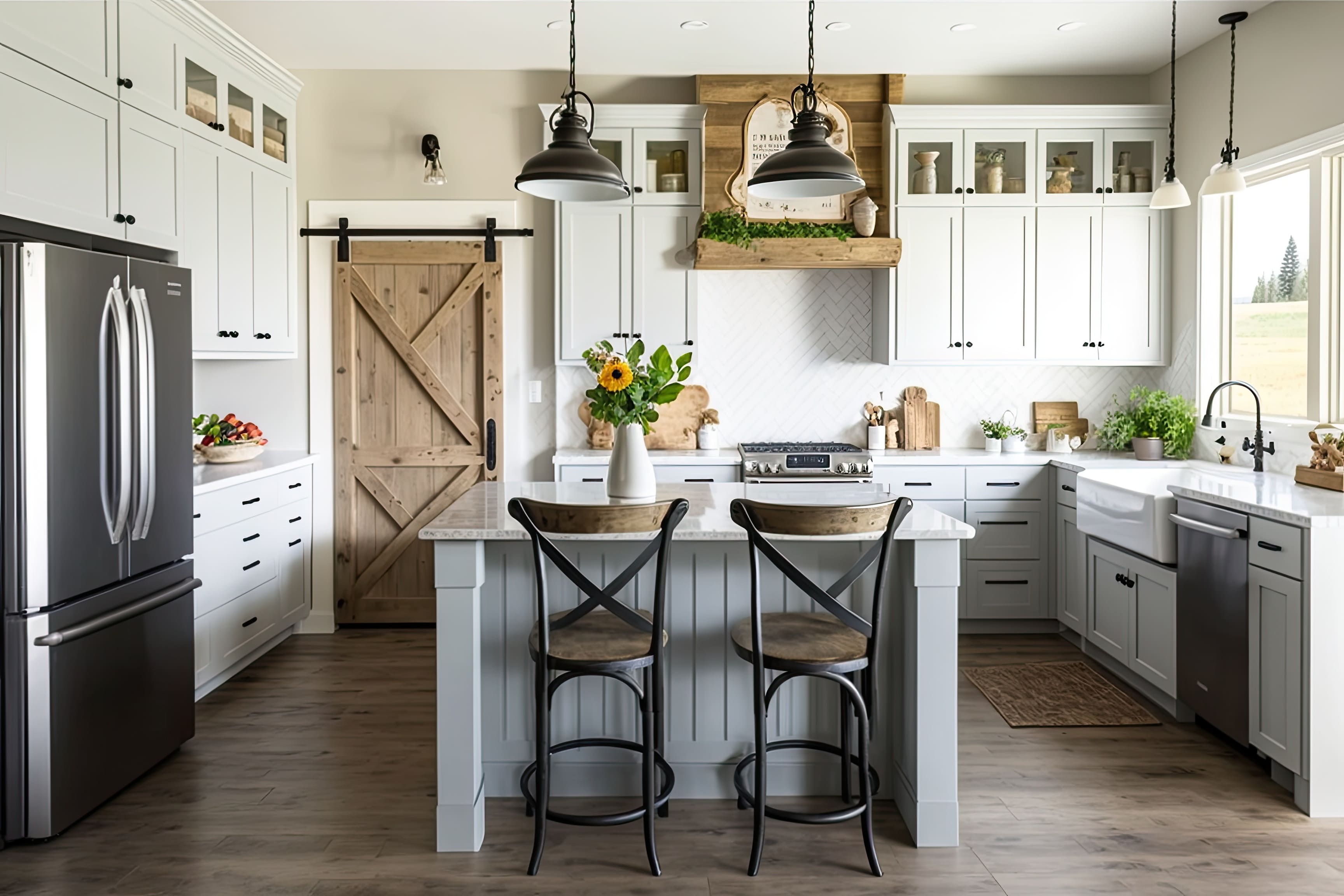 White interior farmhouse kitchen - Wolfe Construction Co - West Tennessee - Home Builder &amp; Remodeler