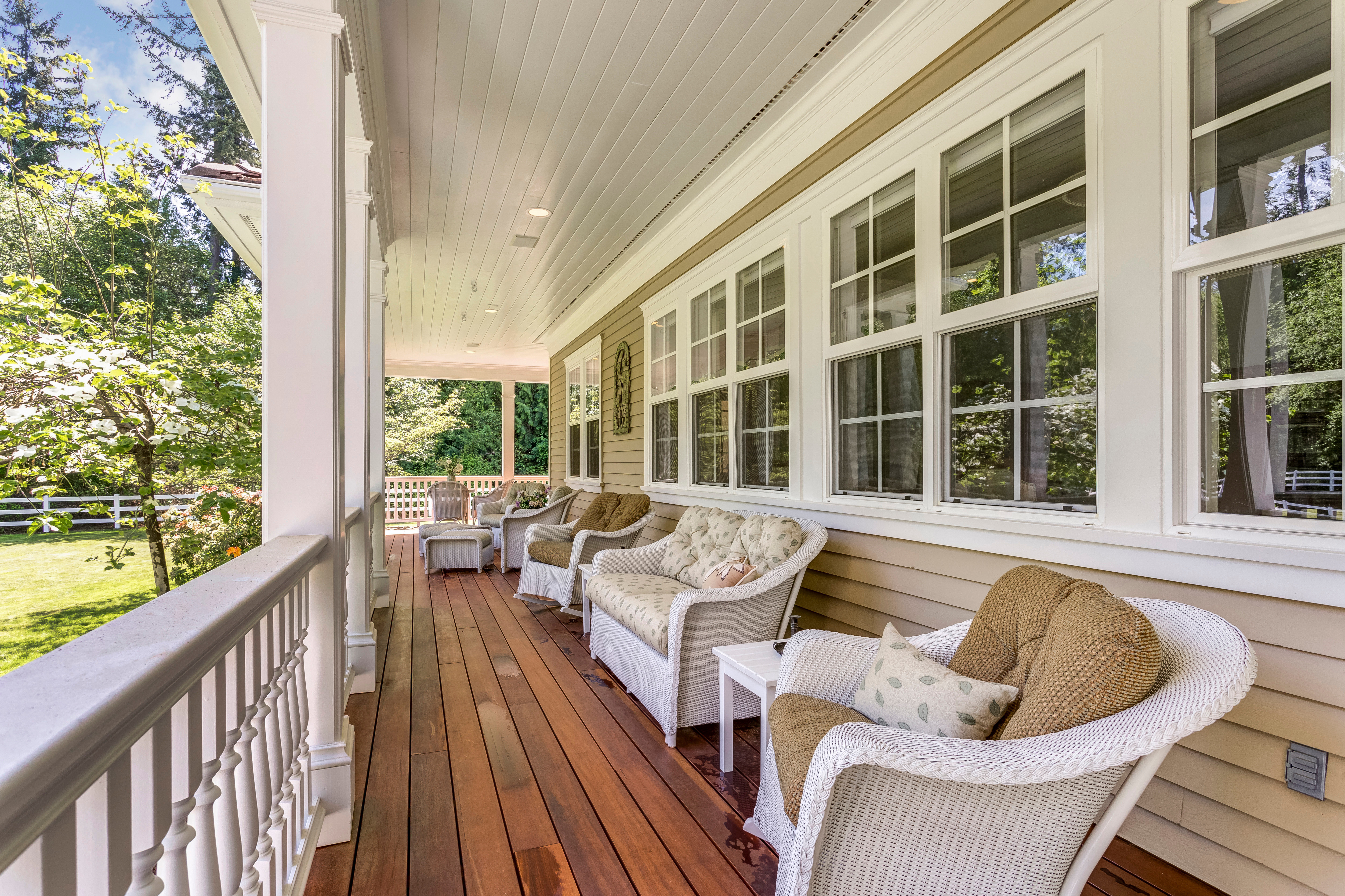 West Tennessee-Custom-Outdoor-Living-Space-Construction- Wolfe Construction Co.-Outdoor Living Renovated Front Porch with Rocking Chairs